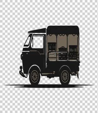 Vector illustration of retro van 스톡 일러스트