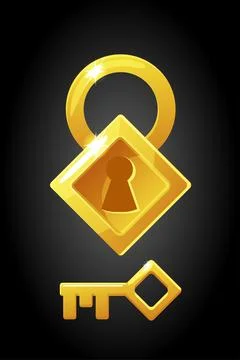 Vector illustration of a rhombus shape key and lock. Stock Illustration