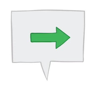 Vector illustration right arrow in speech bubble. Hand drawn. イラスト素材