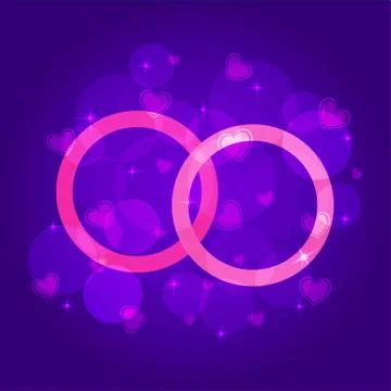 Vector an illustration with rings on a violet background. Stock Illustration