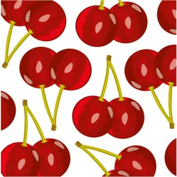 Vector illustration of the ripe berry cherry pattern Stock Illustration