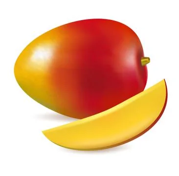 Vector illustration of Ripe fresh mango with slice Illustrazione stock