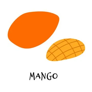 Vector illustration of ripe mango in hand drawn flat style. Stock Illustration