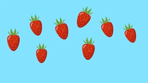 Vector illustration. Ripe strawberries fall down. stop motion Stock Footage 118605568