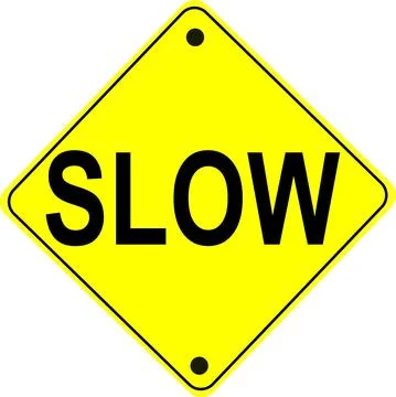 Vector illustration of a road sign warning drivers to "Slow down" イラスト素材