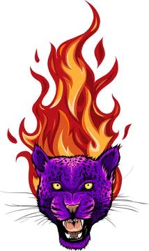 Vector illustration of Roaring leopard head on white background. digital hand Stock Illustration