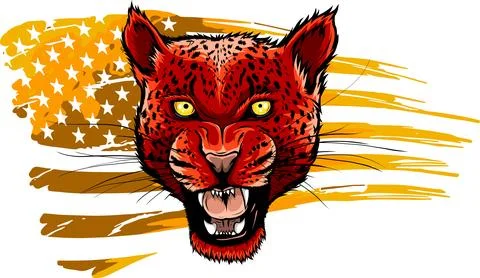 Vector illustration of Roaring leopard head design Stock Illustration