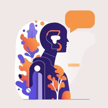Vector illustration of a robot. artificial intelligence Chat bot human helper. Stock Illustration