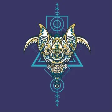 Vector illustration. robot sacred geometry. For t-shirt design, poster, stick Stock Illustration