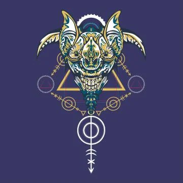 Vector illustration. robot sacred geometry. For t-shirt design, poster, stick Stock Illustration