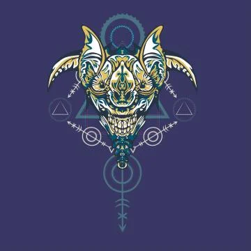 Vector illustration. robot sacred geometry. For t-shirt design, poster, stick Stock Illustration