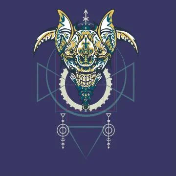 Vector illustration. robot sacred geometry. For t-shirt design, poster, stick Stock Illustration