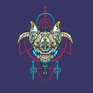 Vector illustration. robot sacred geometry. For t-shirt design, poster, stick Stock Illustration