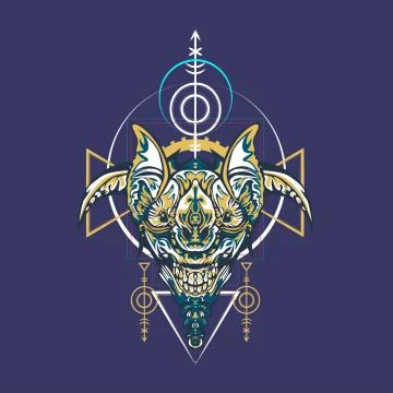 Vector illustration. robot sacred geometry. For t-shirt design, poster, stick Stock Illustration