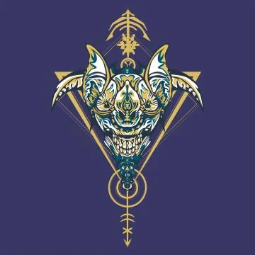 Vector illustration. robot sacred geometry. For t-shirt design, poster, stick Stock Illustration