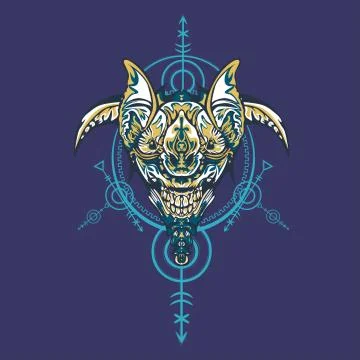 Vector illustration. robot sacred geometry. For t-shirt design, poster, stick Stock Illustration