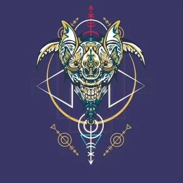 Vector illustration. robot sacred geometry. For t-shirt design, poster, stick Stock Illustration
