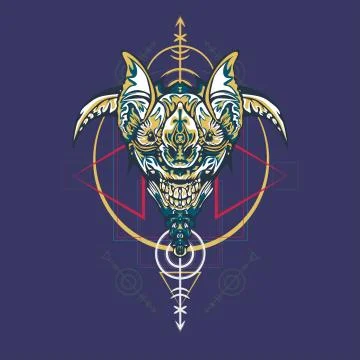 Vector illustration. robot sacred geometry. For t-shirt design, poster, stick Stock Illustration