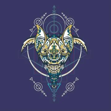 Vector illustration. robot sacred geometry. For t-shirt design, poster, stick Stock Illustration