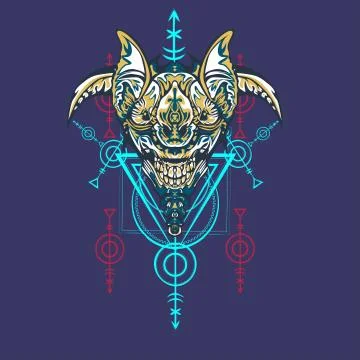 Vector illustration. robot sacred geometry. For t-shirt design, poster, stick Stock Illustration