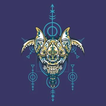 Vector illustration. robot sacred geometry. For t-shirt design, poster, stick Stock Illustration