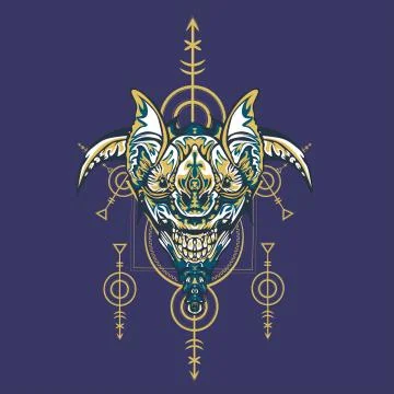 Vector illustration. robot sacred geometry. For t-shirt design, poster, stick Stock Illustration