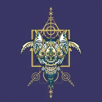 Vector illustration. robot sacred geometry. For t-shirt design, poster, stick Stock Illustration