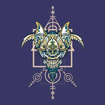 Vector illustration. robot sacred geometry. For t-shirt design, poster, stick Stock Illustration