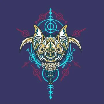 Vector illustration. robot sacred geometry. For t-shirt design, poster, stick Stock Illustration