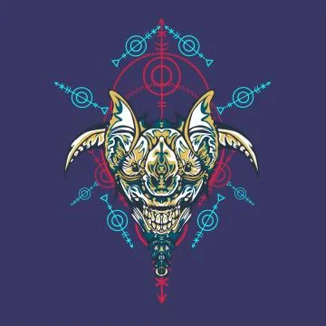 Vector illustration. robot sacred geometry. For t-shirt design, poster, stick Stock Illustration