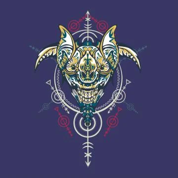 Vector illustration. robot sacred geometry. For t-shirt design, poster, stick Stock Illustration