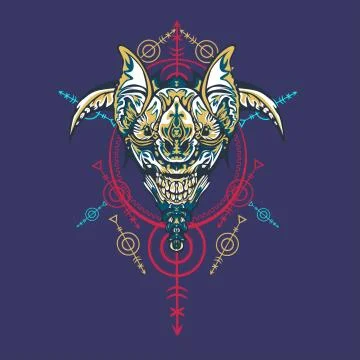 Vector illustration. robot sacred geometry. For t-shirt design, poster, stick Stock Illustration