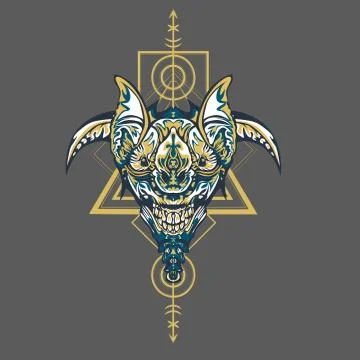 Vector illustration. robot sacred geometry. For t-shirt design, poster, stick Stock Illustration