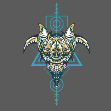 Vector illustration. robot sacred geometry. For t-shirt design, poster, stick Stock Illustration