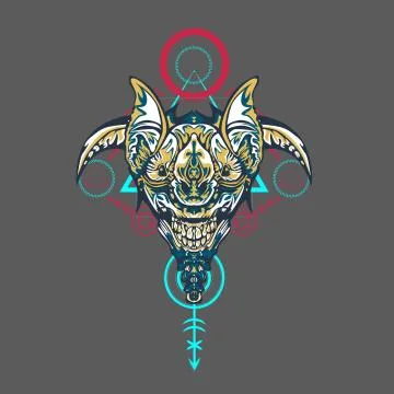 Vector illustration. robot sacred geometry. For t-shirt design, poster, stick Stock Illustration