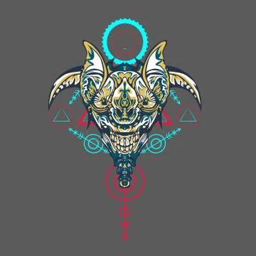 Vector illustration. robot sacred geometry. For t-shirt design, poster, stick Stock Illustration