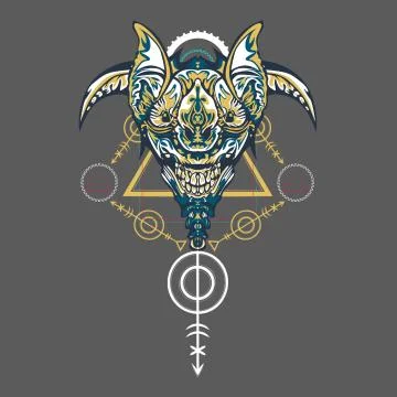 Vector illustration. robot sacred geometry. For t-shirt design, poster, stick Stock Illustration