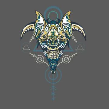Vector illustration. robot sacred geometry. For t-shirt design, poster, stick Stock Illustration