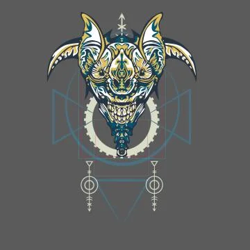 Vector illustration. robot sacred geometry. For t-shirt design, poster, stick Stock Illustration