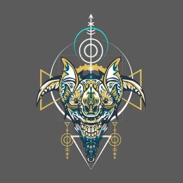 Vector illustration. robot sacred geometry. For t-shirt design, poster, stick Stock Illustration