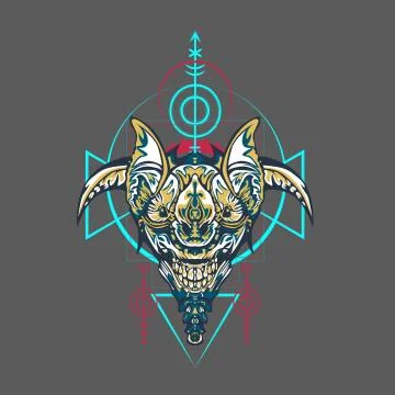 Vector illustration. robot sacred geometry. For t-shirt design, poster, stick Stock Illustration