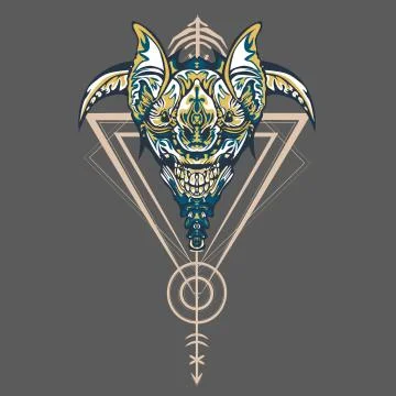 Vector illustration. robot sacred geometry. For t-shirt design, poster, stick Stock Illustration