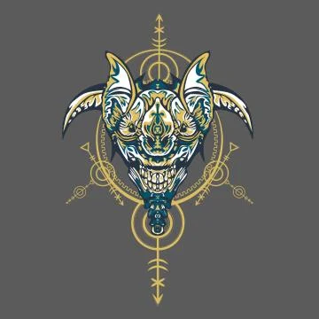 Vector illustration. robot sacred geometry. For t-shirt design, poster, stick Stock Illustration