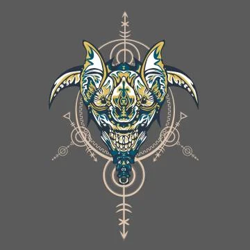 Vector illustration. robot sacred geometry. For t-shirt design, poster, stick Stock Illustration