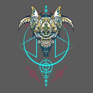 Vector illustration. robot sacred geometry. For t-shirt design, poster, stick Stock Illustration