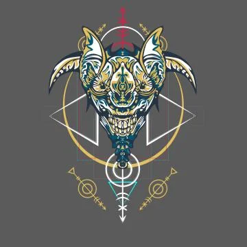 Vector illustration. robot sacred geometry. For t-shirt design, poster, stick Stock Illustration