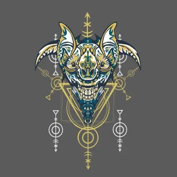 Vector illustration. robot sacred geometry. For t-shirt design, poster, stick Stock Illustration