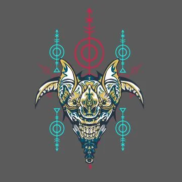 Vector illustration. robot sacred geometry. For t-shirt design, poster, stick Stock Illustration