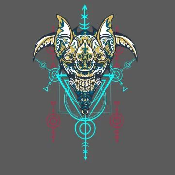 Vector illustration. robot sacred geometry. For t-shirt design, poster, stick Stock Illustration