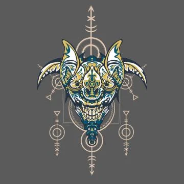 Vector illustration. robot sacred geometry. For t-shirt design, poster, stick Stock Illustration